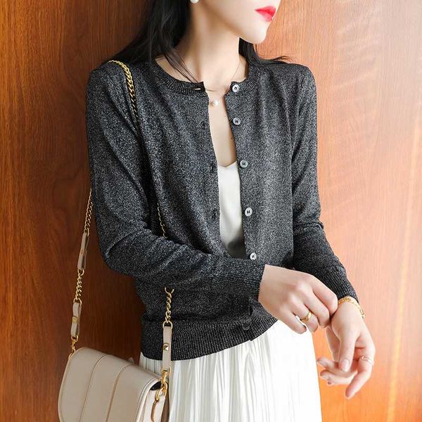 high-quality cashmere knitted cardigan women's round neck sweater single-breasted loose simple wool sweater long sleeve selling, White
high-quality cashmere knitted cardigan women's round neck sweater single-breasted loose simple wool sweater long sleeve selling, White