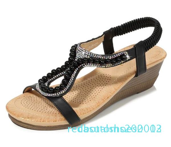 2020 summer new style beaded rhinestone jewelry wedge sandals women's fashion simple casual wild ethnic style heel shoes 35-42 r03, Black
2020 summer new style beaded rhinestone jewelry wedge sandals women's fashion simple casual wild ethnic style heel shoes 35-42 r03, Black