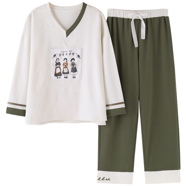 cute v-neck women pajamas sets 2019 spring full cotton home wear female long sleeve nightwear girls pyjama femme sleepwear, Blue;gray
cute v-neck women pajamas sets 2019 spring full cotton home wear female long sleeve nightwear girls pyjama femme sleepwear, Blue;gray