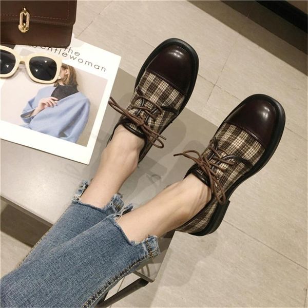 lapolaka leisure british style round toe shoelaces plaid flats spring ladies women shoes woman, Black
lapolaka leisure british style round toe shoelaces plaid flats spring ladies women shoes woman, Black