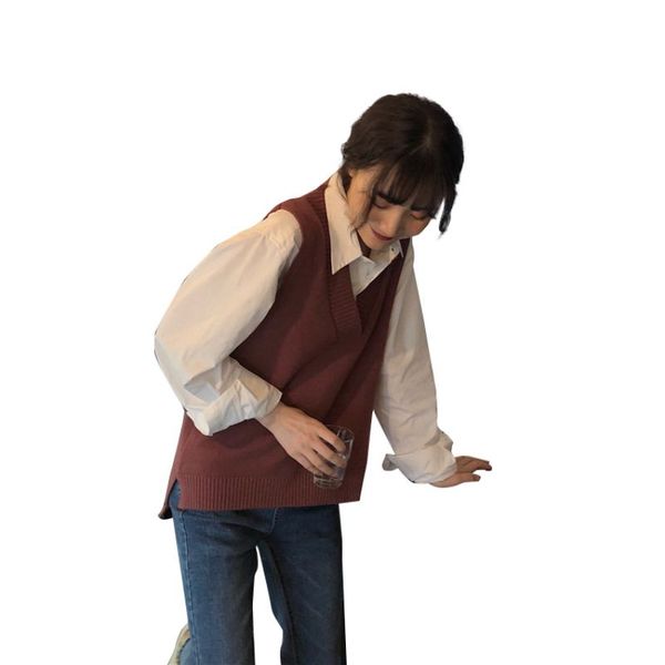 women sweater solid pullover v-neck sweater autumn winter casual vest loose warm feme, Black;white
women sweater solid pullover v-neck sweater autumn winter casual vest loose warm feme, Black;white