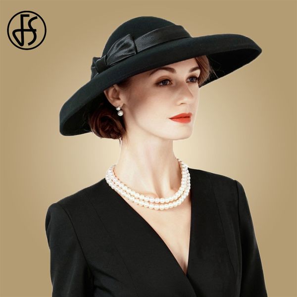 fs black large brim wedding hats for women vintage 100% australian wool felt fedora with bowknot female wide cloche bowler cap, Blue;gray
fs black large brim wedding hats for women vintage 100% australian wool felt fedora with bowknot female wide cloche bowler cap, Blue;gray