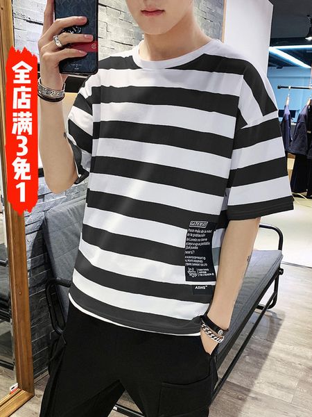 men's short-sleeved t-shirt summer 2019 new style korean-style trend loose-fit men's wear half sleeve t-shirt ins popular brand, White;black
men's short-sleeved t-shirt summer 2019 new style korean-style trend loose-fit men's wear half sleeve t-shirt ins popular brand, White;black