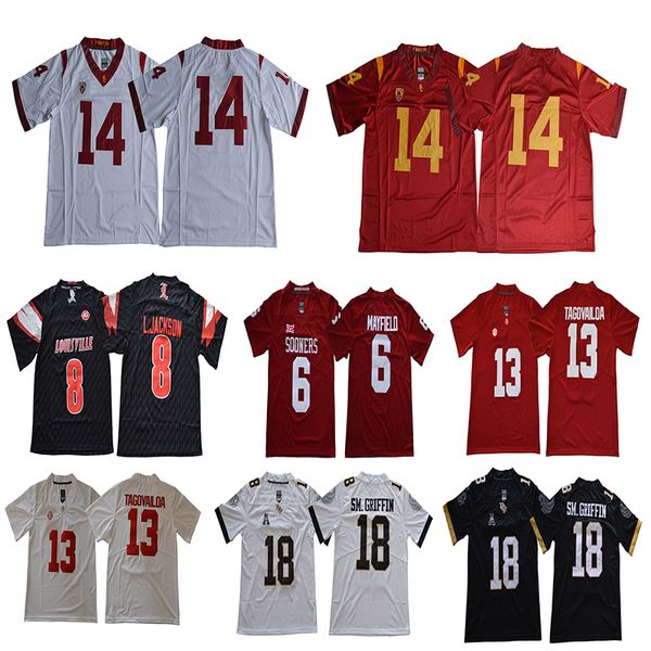 8 johnson oklahoma sooners 6 baker mayfield sam darnold 14 tua tagovailoa 13 jersey university of central florida 18 shaquem griffin, Black;red
8 johnson oklahoma sooners 6 baker mayfield sam darnold 14 tua tagovailoa 13 jersey university of central florida 18 shaquem griffin, Black;red