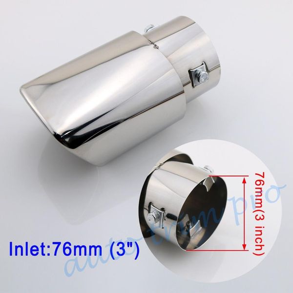 chrome 76 mm 3" inch inlet tailpipe vehicle rear muffler exhaust tail tip pipe trim stainless steel style
chrome 76 mm 3" inch inlet tailpipe vehicle rear muffler exhaust tail tip pipe trim stainless steel style