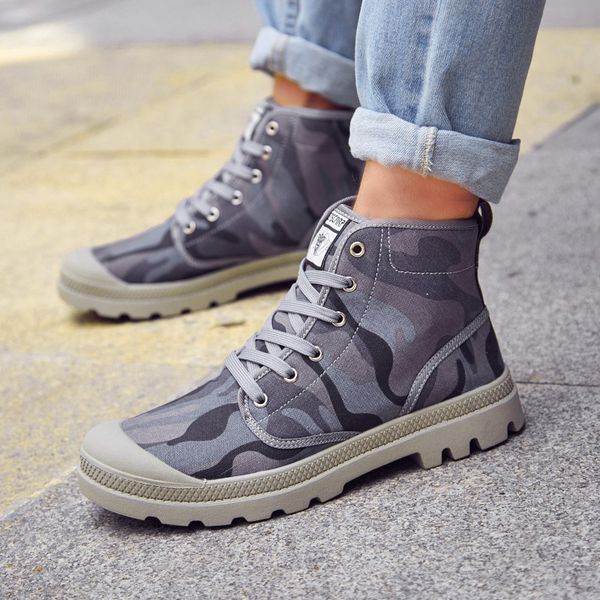 2020 new foreign trade plus size velvet canvas shoes mens size autumn and winter high-canvas martin boots plus velvet high-canvas sh, Black