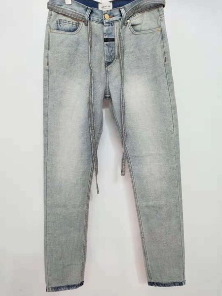 falection mens 19ss fear of god denim jeans with drawstring strape, Blue
falection mens 19ss fear of god denim jeans with drawstring strape, Blue