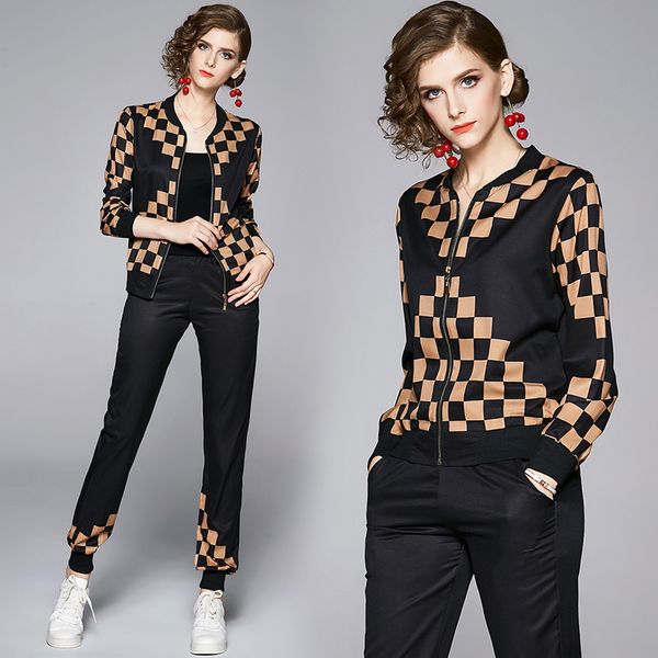 2020 fashion women's black two piece sets print long sleeve runway jackets coat + long pants 2 pcs casual ladies designer two piece pan, White
2020 fashion women's black two piece sets print long sleeve runway jackets coat + long pants 2 pcs casual ladies designer two piece pan, White