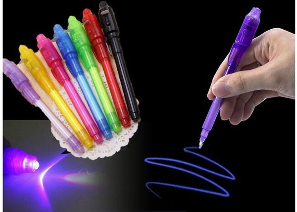 Big Head Luminous Light Pen Magic Purple 2 In 1 Uv Black Light Combo Drawing Invisible Ink Pen Learning Education Toys For Child