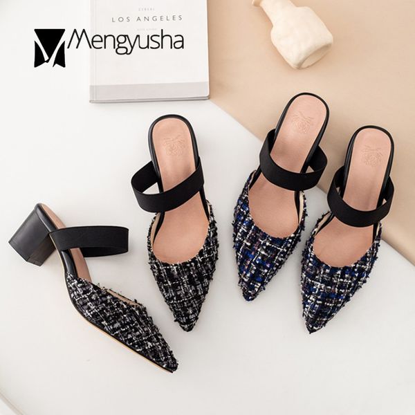 lattices mixed color sequined fabric mules slippers women pointy toe elastic front band slides cover toe solid high heels sandal, Black
lattices mixed color sequined fabric mules slippers women pointy toe elastic front band slides cover toe solid high heels sandal, Black