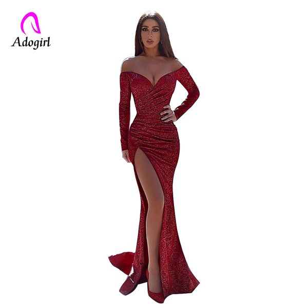 adogirl off shoulder long sleeve maxi dress deep v neck high split full length party dress elegant women red sequin evening wear, Black;gray
adogirl off shoulder long sleeve maxi dress deep v neck high split full length party dress elegant women red sequin evening wear, Black;gray