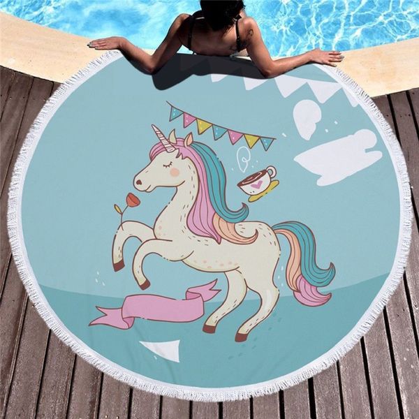 

Unicorn Blanket Summer Round 150CM Beach Tapestry Pineapple Towel Indian Blanket Bikini Bathing Suits Cover Up