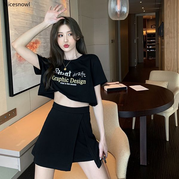 short letter shoulder pad short sleeve t-shirt high waist a- line skirt two-piece summer net red suit, female, White;black
short letter shoulder pad short sleeve t-shirt high waist a- line skirt two-piece summer net red suit, female, White;black