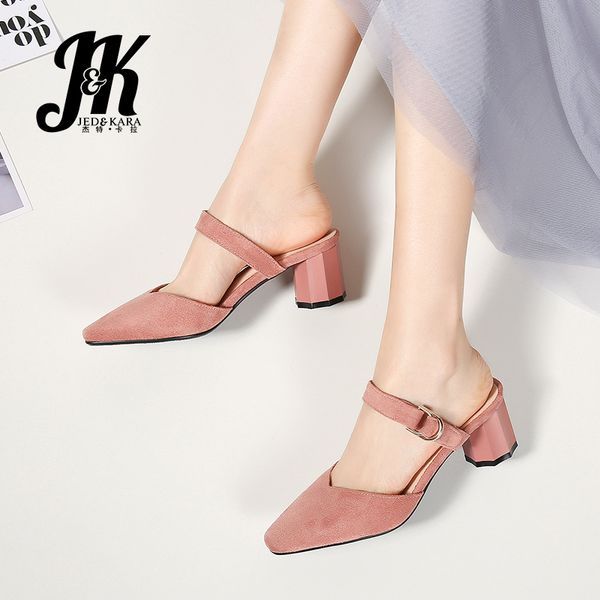 jk 2019 new summer thick med heels women slippers metal decoration slides flock footwear fashion casual ladies mules shoes, Black
jk 2019 new summer thick med heels women slippers metal decoration slides flock footwear fashion casual ladies mules shoes, Black