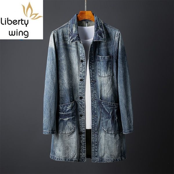 new brand autumn mens medium length denim jackets long sleeve single breasted pockets plus size trench coats chaqueta hombre, Black;brown
new brand autumn mens medium length denim jackets long sleeve single breasted pockets plus size trench coats chaqueta hombre, Black;brown
