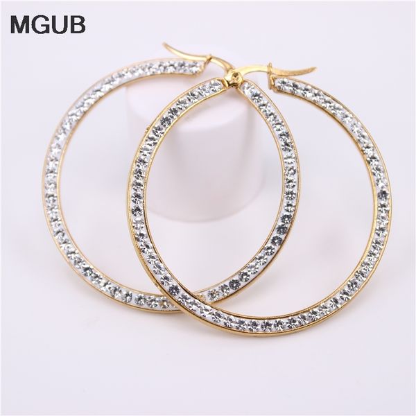 mgub new design gold color stainless steel for women large classic crystal circle hoop earrings for women gift hx46, Golden
mgub new design gold color stainless steel for women large classic crystal circle hoop earrings for women gift hx46, Golden