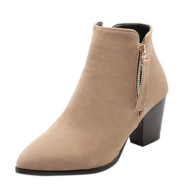 women boots british style flock velvet boots fashion womens flats comfortable low-heeled non-slip shoe short ankle boot, Black