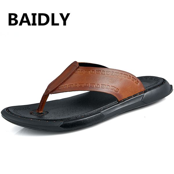 genuine leather men slippers beach shoes men flip flops summer flat heels male slides shoes men's sandals, Black
genuine leather men slippers beach shoes men flip flops summer flat heels male slides shoes men's sandals, Black