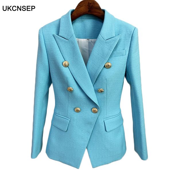casual blazer women's classic lion buttons double breasted slim fitting blazer jacket 2020 runway designer, White;black
casual blazer women's classic lion buttons double breasted slim fitting blazer jacket 2020 runway designer, White;black