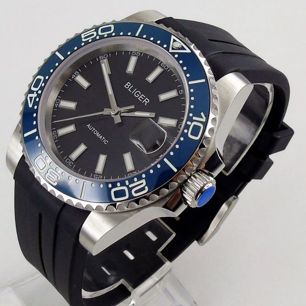 40mm bliger men's watch black dial super luminous ceramic bezel 21 jewels miyota automatic movement rubber strap 203, Slivery;brown
40mm bliger men's watch black dial super luminous ceramic bezel 21 jewels miyota automatic movement rubber strap 203, Slivery;brown