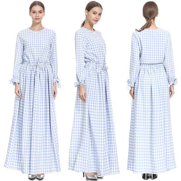 2020 holiday tesettür giyim long dresses for dubai women muslim plaid dress, Red 
2020 holiday tesettür giyim long dresses for dubai women muslim plaid dress, Red