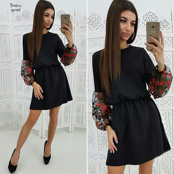 party dress women vintage lace embroidery lantern sleeve o neck solid a line mini dress fashion early spring women dress, Black;gray
party dress women vintage lace embroidery lantern sleeve o neck solid a line mini dress fashion early spring women dress, Black;gray