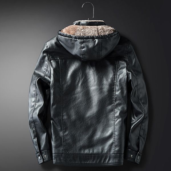 new male pu leather jacket fleece lining punk stand collar jacket men hooded zipper male coats slim fit motorcycle outwear, Black;brown
new male pu leather jacket fleece lining punk stand collar jacket men hooded zipper male coats slim fit motorcycle outwear, Black;brown