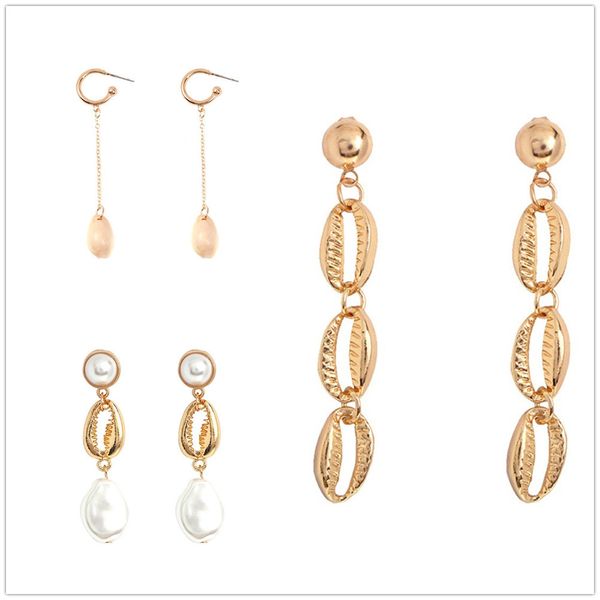 european and american ocean series selling conch shell earrings temperament multi-style all-match alloy pearl earrings, Golden
european and american ocean series selling conch shell earrings temperament multi-style all-match alloy pearl earrings, Golden