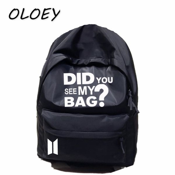 

bts backpack korea bangtan boys star bag did you see my bag print army back packs travel lapstudent school book bag#