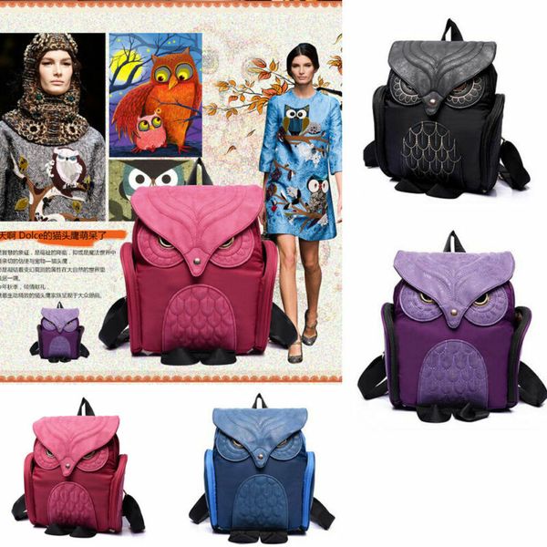 2019 new ladies pu leather backpack owl cartoon fashion animal backpack bag travel out travel rucksack