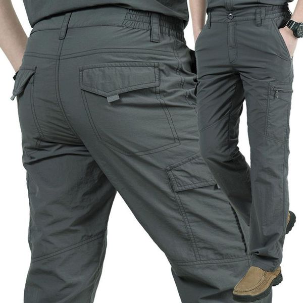 wholesale-men work multi-pockets cargo pants climbing hiking quick dry, Black;blue