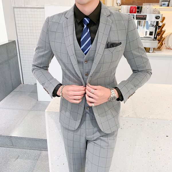 grid slim fit male 3 piece suits wedding dress men business casual blazer wedding prom dinner suits groomsman wear tuxedo, White;black
grid slim fit male 3 piece suits wedding dress men business casual blazer wedding prom dinner suits groomsman wear tuxedo, White;black