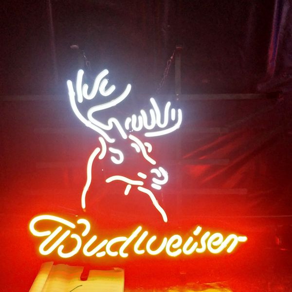 deer & budweiser neon beer sign lamp design real advertising bar home decoration art gift display neon light metal frame 17'' 24&#
deer & budweiser neon beer sign lamp design real advertising bar home decoration art gift display neon light metal frame 17'' 24&#