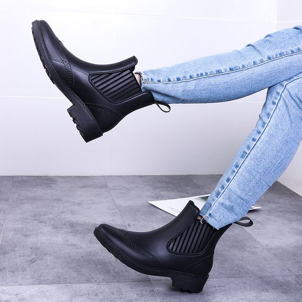 women boots design boots rain boot shoes woman solid rubber waterproof flats fashion shoes 2019, Black
women boots design boots rain boot shoes woman solid rubber waterproof flats fashion shoes 2019, Black