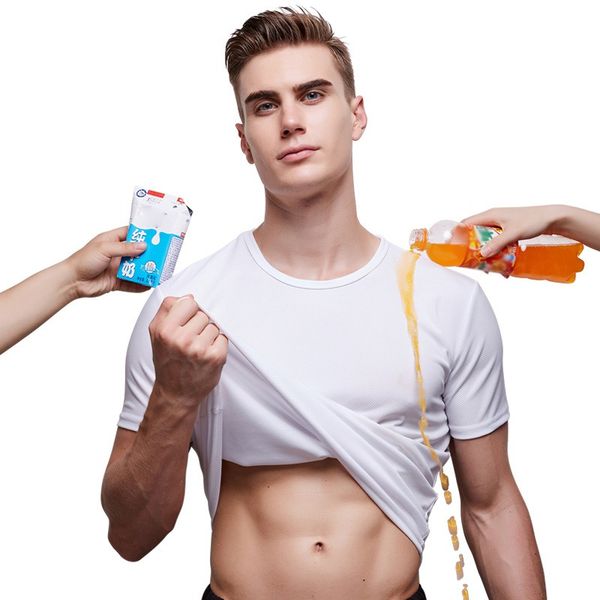 men anti-dirty waterproof t-shirt creative hydrophobic stainproof breathable antifouling quick dry short sleeve t shirt, Gray;blue
men anti-dirty waterproof t-shirt creative hydrophobic stainproof breathable antifouling quick dry short sleeve t shirt, Gray;blue