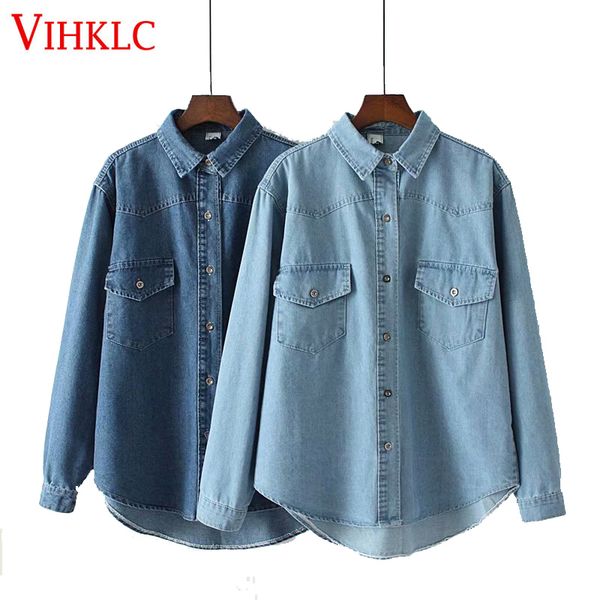 plus size vetement 2019 fashion women blouse long sleeves casual denim shirt nostalgic vintage blue jeans shirt camisa c674, White
plus size vetement 2019 fashion women blouse long sleeves casual denim shirt nostalgic vintage blue jeans shirt camisa c674, White