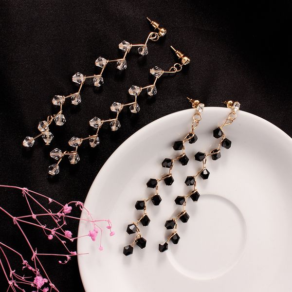 exquisite beautiful woman white black twinkle crystal long tassel earrings diamond eardrop long earrings, Silver
exquisite beautiful woman white black twinkle crystal long tassel earrings diamond eardrop long earrings, Silver