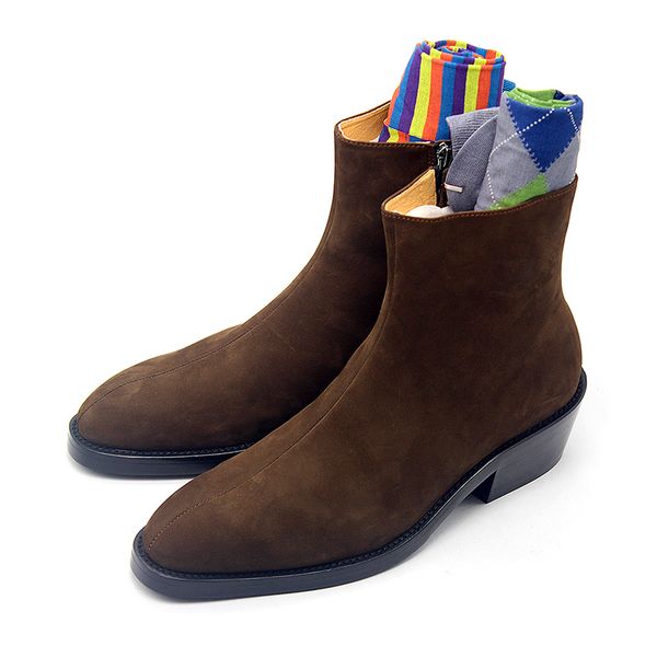 2020 suede leather boots men high heel zipper pointed toe genuine leather ankle boots autumn brown casual shoes brand quality
2020 suede leather boots men high heel zipper pointed toe genuine leather ankle boots autumn brown casual shoes brand quality