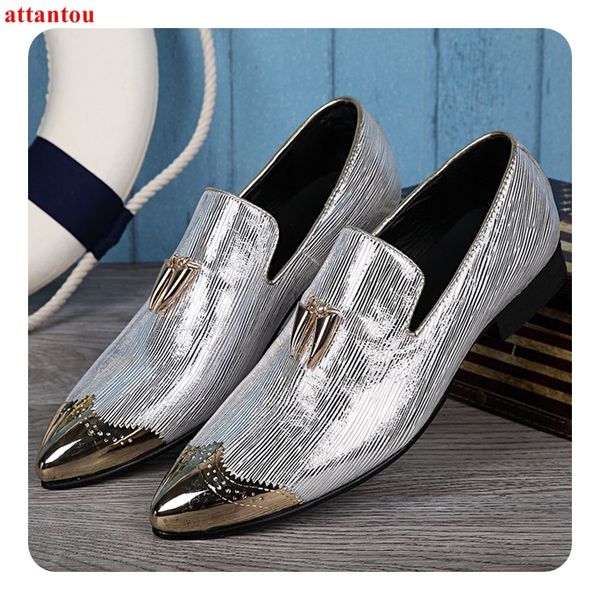 metal pointed toe men dress shoes silver leather shoes luxury male casual slip-on man office feast formal, Black
metal pointed toe men dress shoes silver leather shoes luxury male casual slip-on man office feast formal, Black