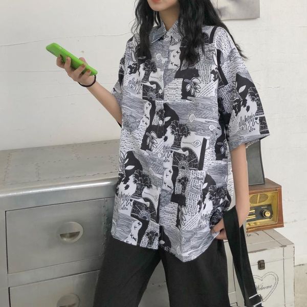 women's blouses & shirts vintage women harajuku blouse shirt summer short sleeve button up ulzzang korean style clothes streetwear lad, White
women's blouses & shirts vintage women harajuku blouse shirt summer short sleeve button up ulzzang korean style clothes streetwear lad, White