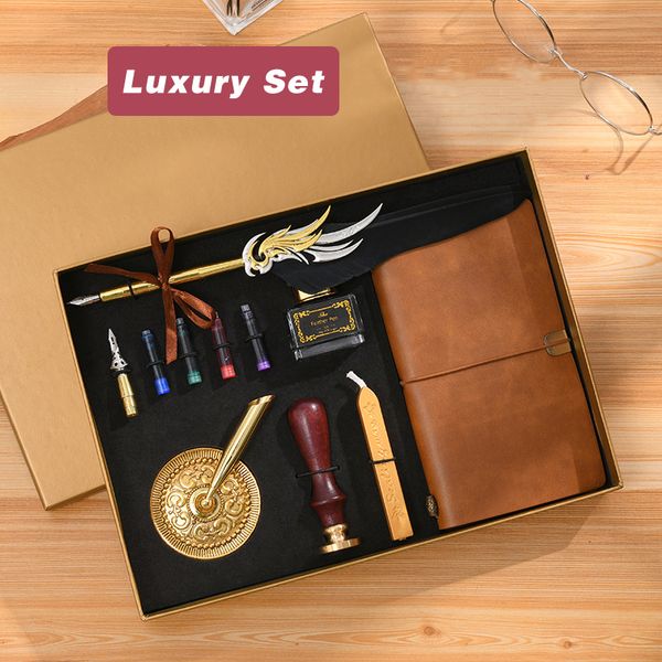 creative feather pen fountain pen set calligraphy writing dip ink feather notebook wax seal gift box dark green quill
creative feather pen fountain pen set calligraphy writing dip ink feather notebook wax seal gift box dark green quill
