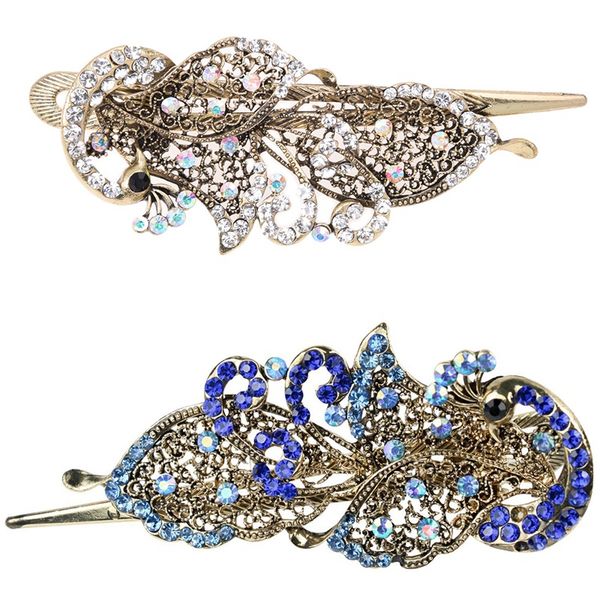 2 pcs crystal peacock hair clips hairpin for hair clip beauty tools,1 pcs lovely vintage blue & 1 fashion rhinestone colorfu, Golden;white 
2 pcs crystal peacock hair clips hairpin for hair clip beauty tools,1 pcs lovely vintage blue & 1 fashion rhinestone colorfu, Golden;white