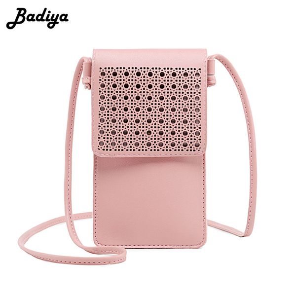 badiya women shoulder bag personlity hollow out mini slim crossbody bag female touchable phone