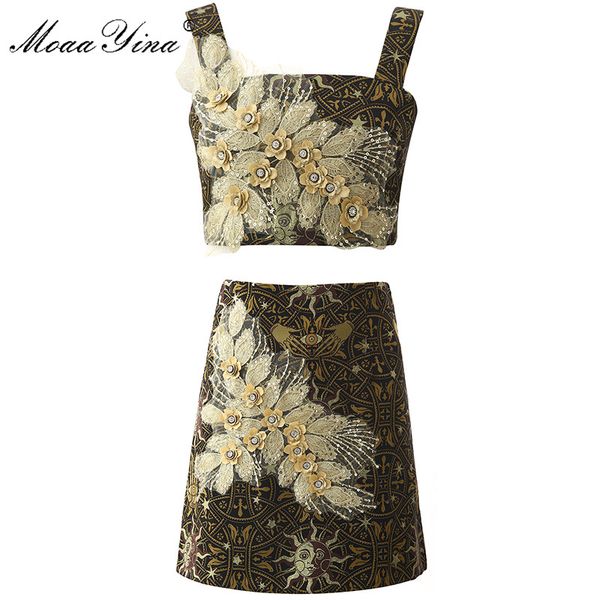 two piece dress moaayina fashion designer set summer women's spaghetti strap applique embroidery crystal sequin +skirt two-piece su, White
two piece dress moaayina fashion designer set summer women's spaghetti strap applique embroidery crystal sequin +skirt two-piece su, White