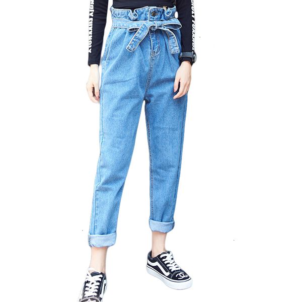 2019 high waist jeans sash harem women's book broek streetwear new spring casual broek women's rits button capri cm187, Blue
2019 high waist jeans sash harem women's book broek streetwear new spring casual broek women's rits button capri cm187, Blue