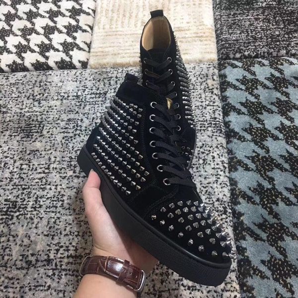 luxury spikes men's flat high red bottom casual shoes,women's fashion stud sneakers,outdoor footwear -- comfort leisure flat shoes, Black
luxury spikes men's flat high red bottom casual shoes,women's fashion stud sneakers,outdoor footwear -- comfort leisure flat shoes, Black