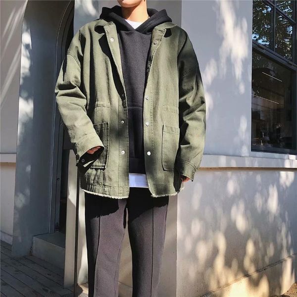 spring and autumn coat men harajuku wind bf students korean-style trend loose-fit versatile ins workwear denim jacket, Black;brown