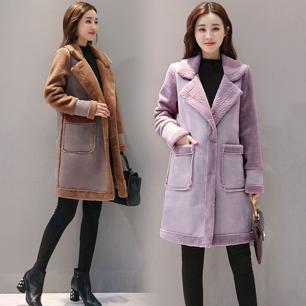 fashion suede woman winter coats 2019 casaco feminino autumn lapel collar long sleeve female coat plus size fur cotton outwear, Black
fashion suede woman winter coats 2019 casaco feminino autumn lapel collar long sleeve female coat plus size fur cotton outwear, Black