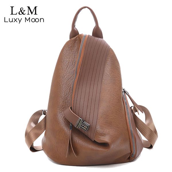 

casual anti-theft backpacks women large capacity school bag for girls leather backpack hasp shoulder bags xa241h