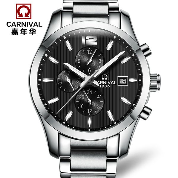 carnival automatic mechanical watch men full steel fashion casual waterproof multifunction male luxury army watches, Slivery;brown
carnival automatic mechanical watch men full steel fashion casual waterproof multifunction male luxury army watches, Slivery;brown